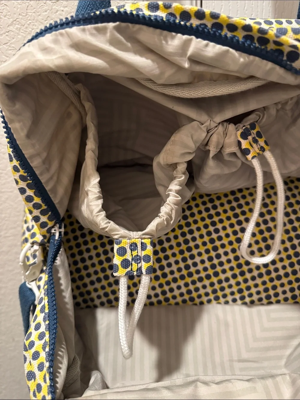 kate spade SATURDAY (2013-15) Yellow & Navy Polka Dot Travel Bag